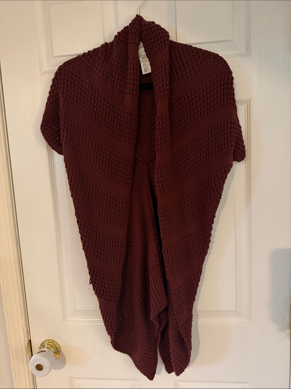 Forever 21 Burgandy Open-Front Chunky Knit Cardigan